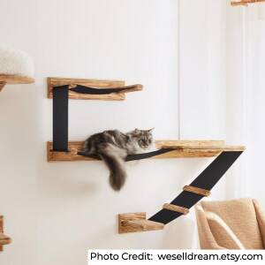 Wall mounted large cat perch w/ fabric center 
